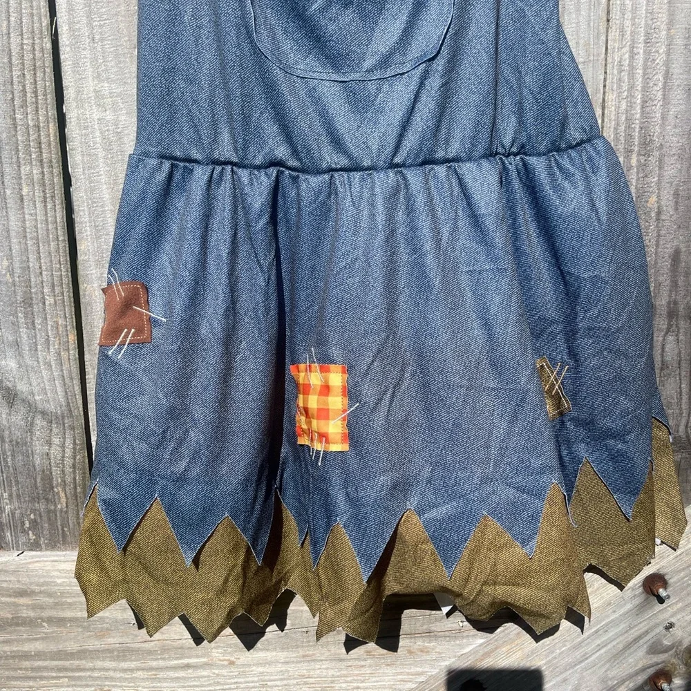 Kids Scarecrow Costume with Blue and Orange Design Sz S (4-6)